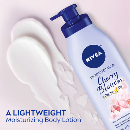 NIVEA Oil Infused Body Lotion, Cherry Blossom and Jojoba Oil, 16.9 Fl Oz