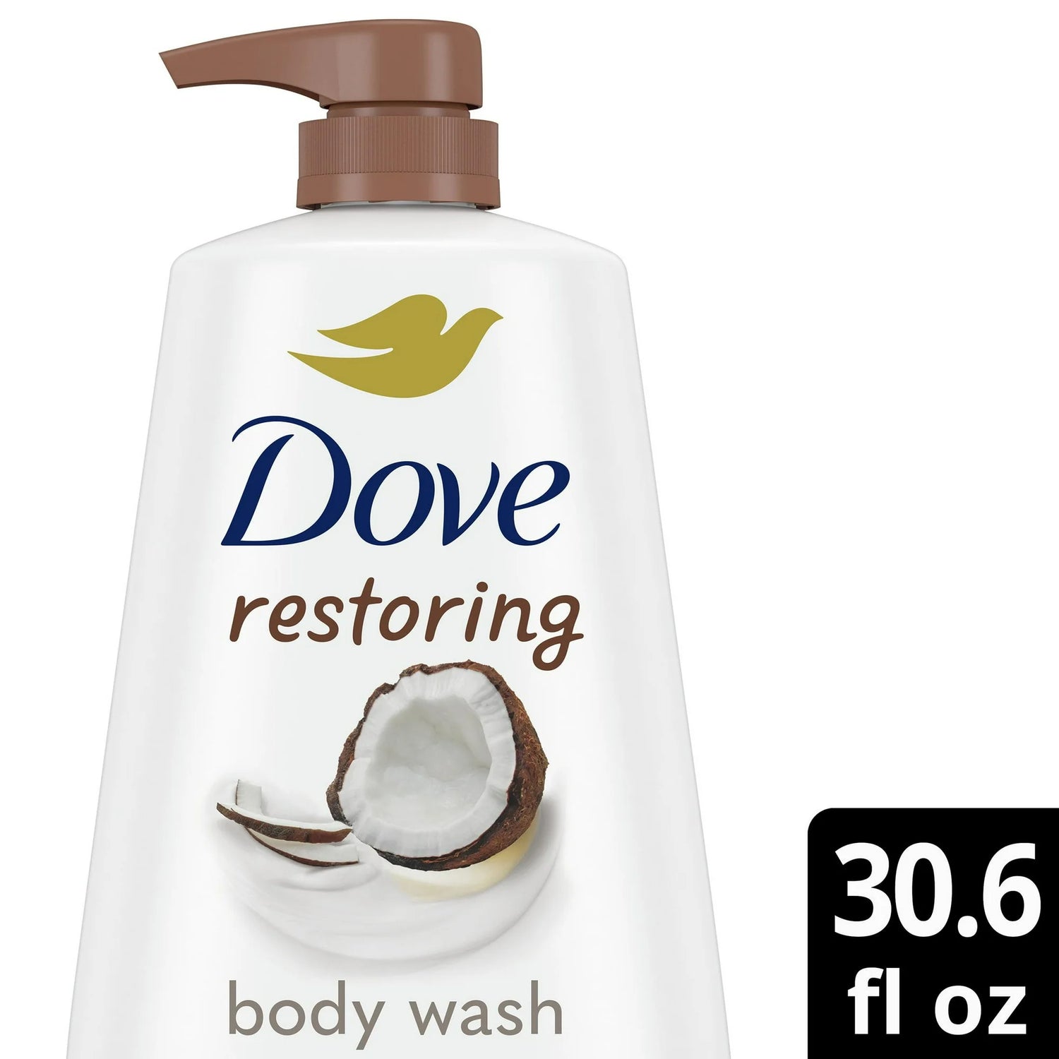 Dove Restoring Long Lasting Gentle Body Wash, Coconut and Cocoa Butter, 30.6 fl oz