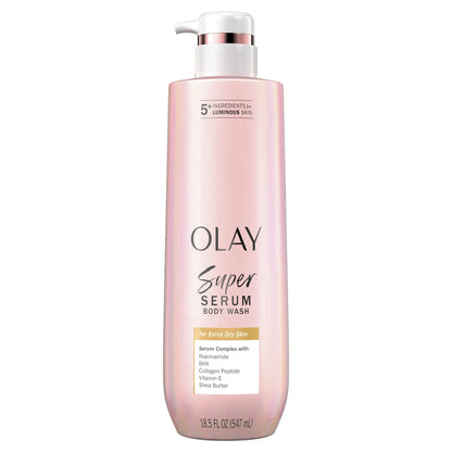 Olay Super Serum Body Wash for Extra Dry Skin, 18.5 fl oz, Serum Complex for Luminous Skin