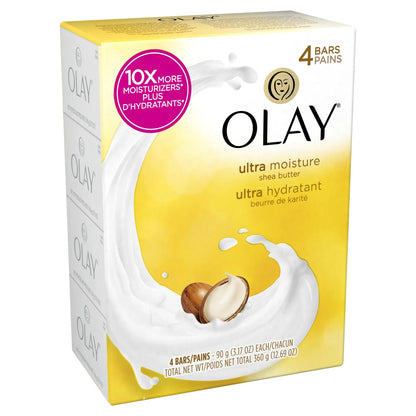 Olay Ultra Moisture Bar Soap, Shea Butter, 3.17 oz, 4 Count