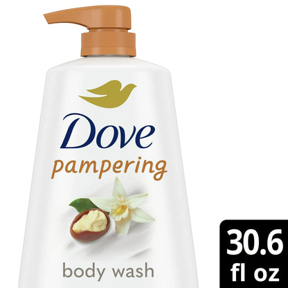 Dove Pampering Long Lasting Gentle Body Wash, Shea Butter and Vanilla, 30 fl oz