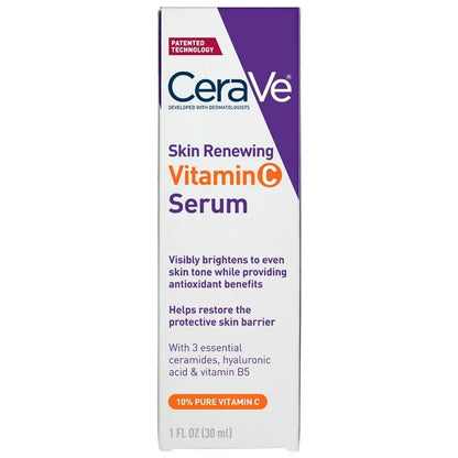 CeraVe Skin Renewing Vitamin C Face Serum, Skin-Brightening Antioxidant Serum For Dull Skin, 1 fl oz