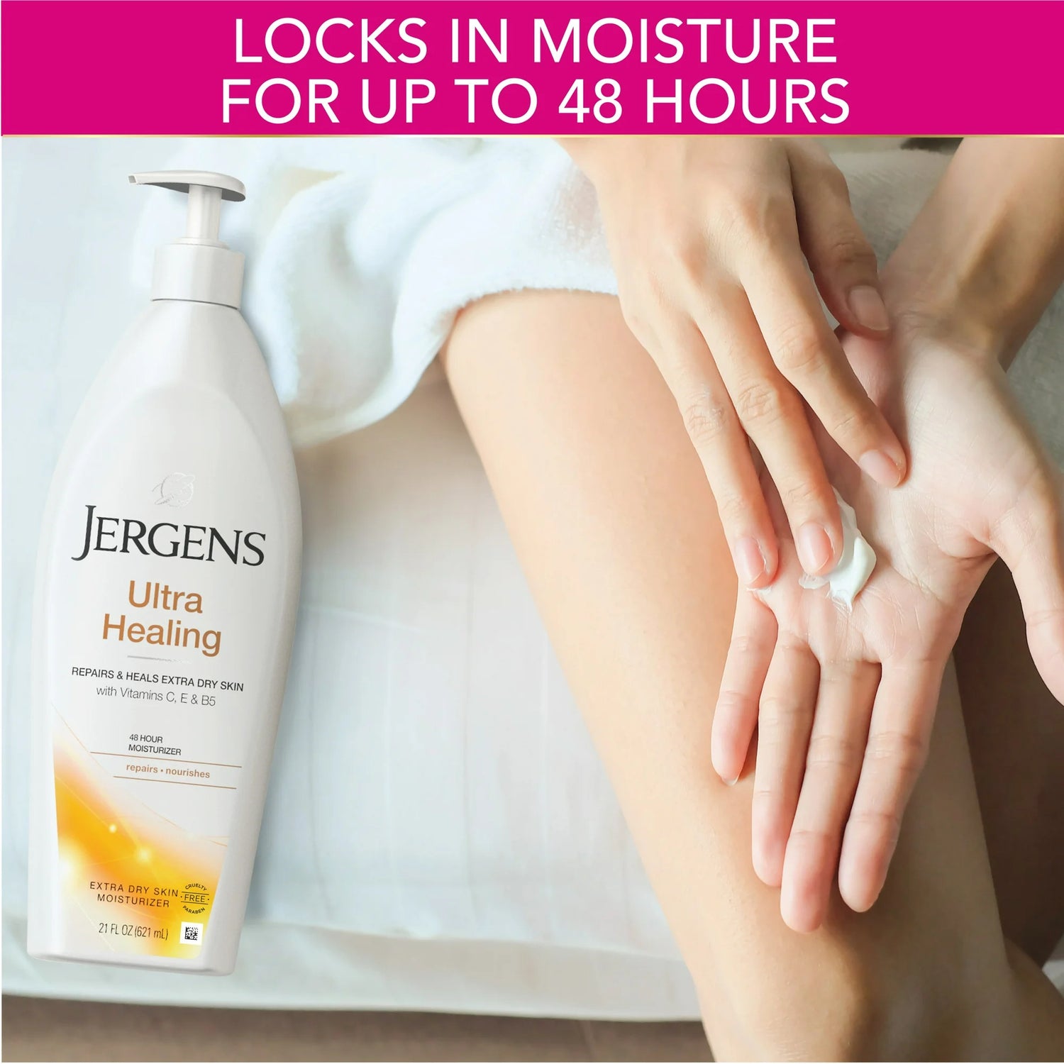 Jergens Ultra Healing Hand and Body Lotion, Dry Skin Moisturizer, Vitamins C, E, B5, 21 oz