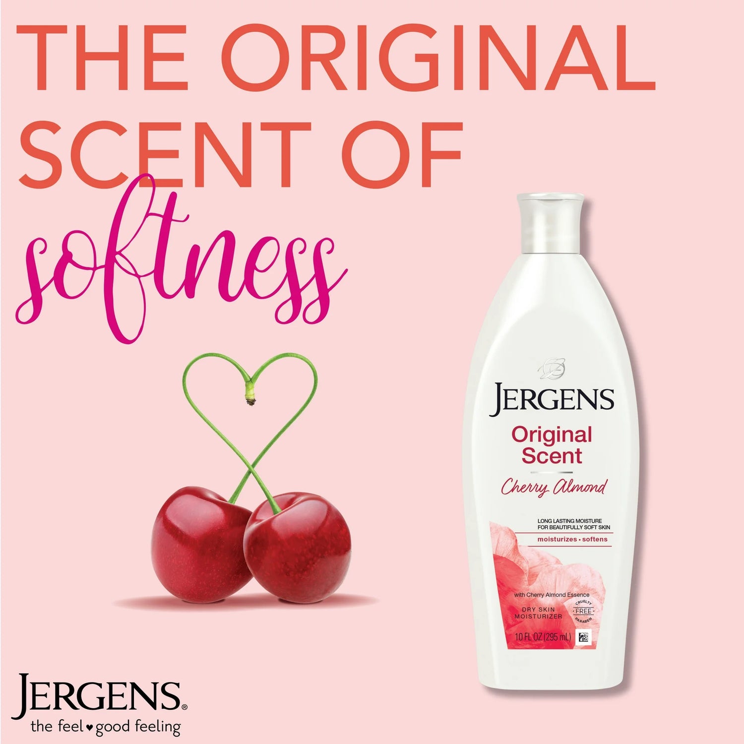 Jergens Original Scent with Cherry Almond Body Lotion Moisturizer for Dry Skin, 10 oz