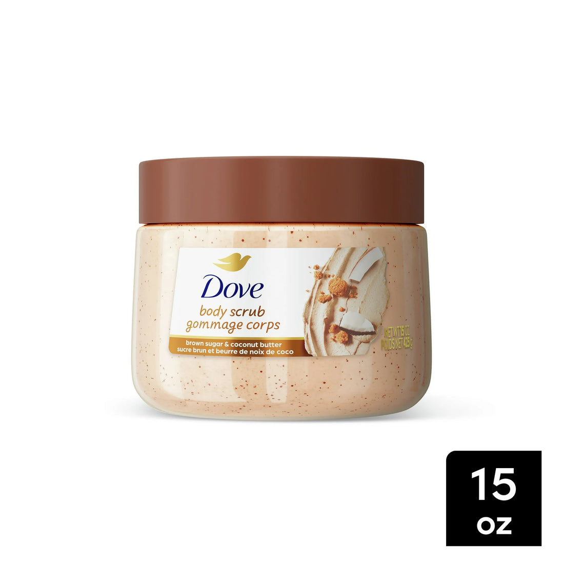 Dove Exfoliating Body Scrub for Women Brown Sugar and Coconut Butter, 15 oz