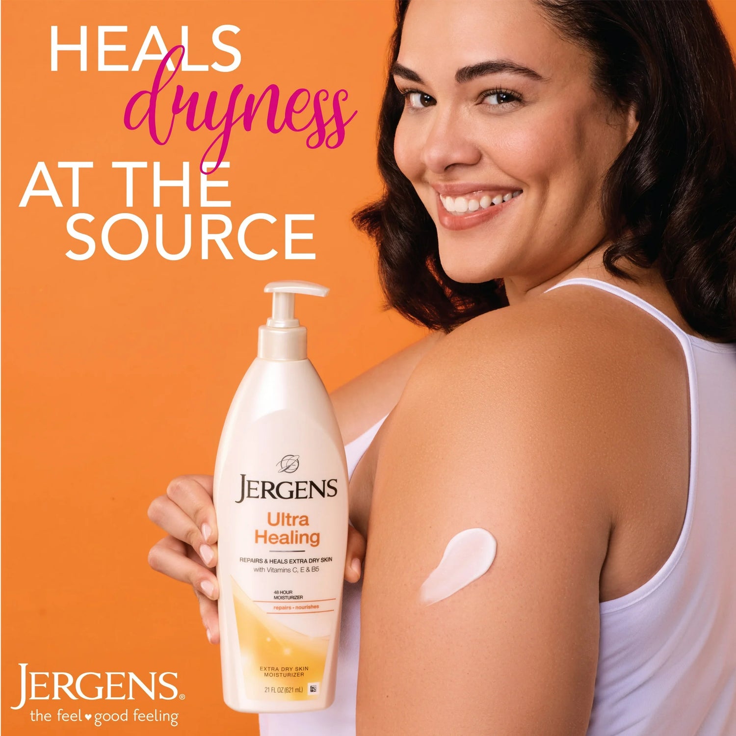 Jergens Ultra Healing Hand and Body Lotion, Dry Skin Moisturizer, Vitamins C, E, B5, 21 oz