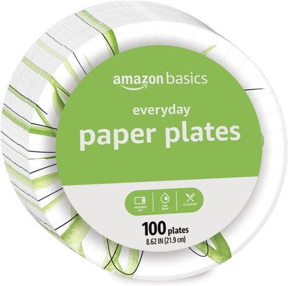 Basics Everyday Paper Plates, 8.62 Inch, Disposable, 100 Count