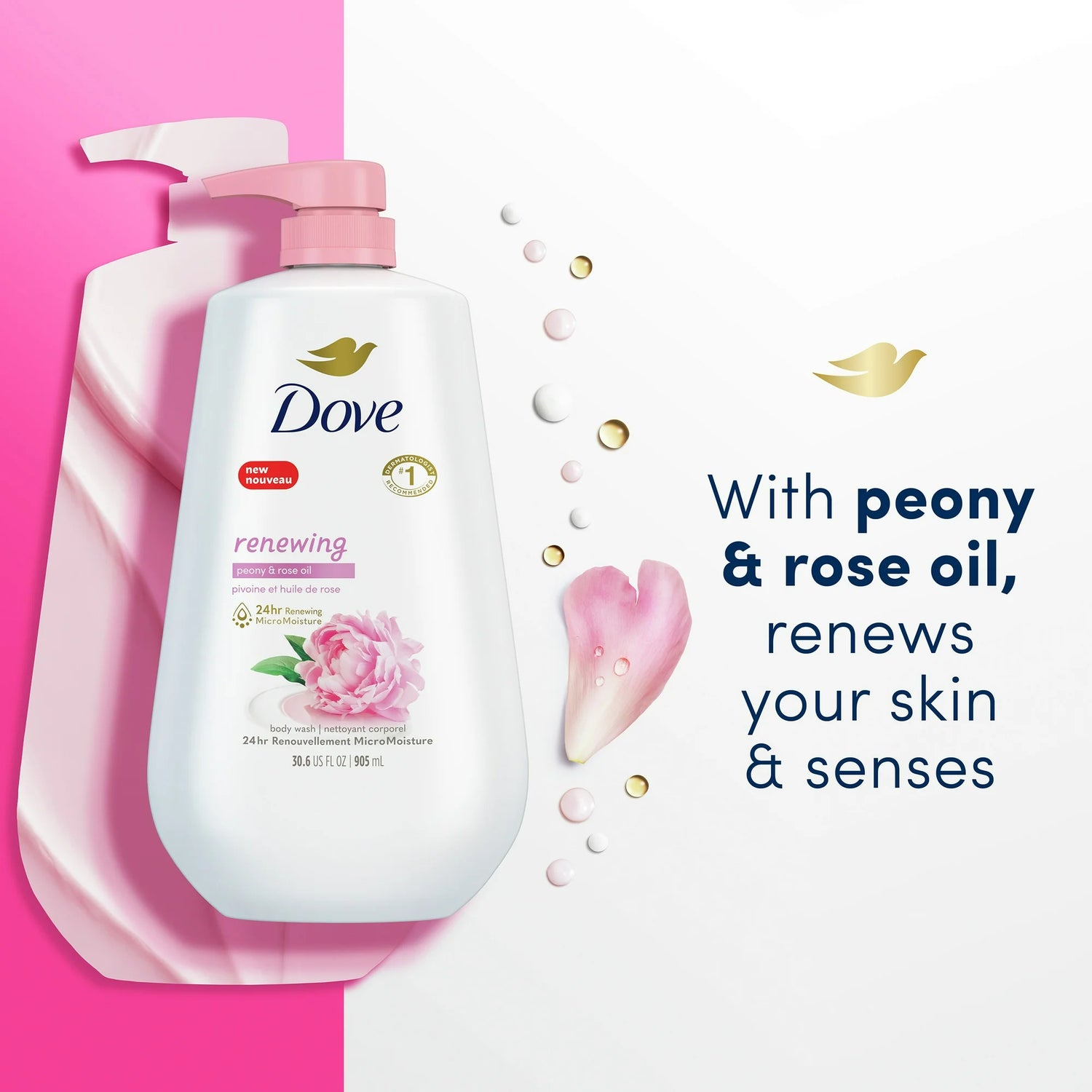 Dove Purely Pampering Sweet Cream &amp; Peony Body Wash Pump, 34 oz