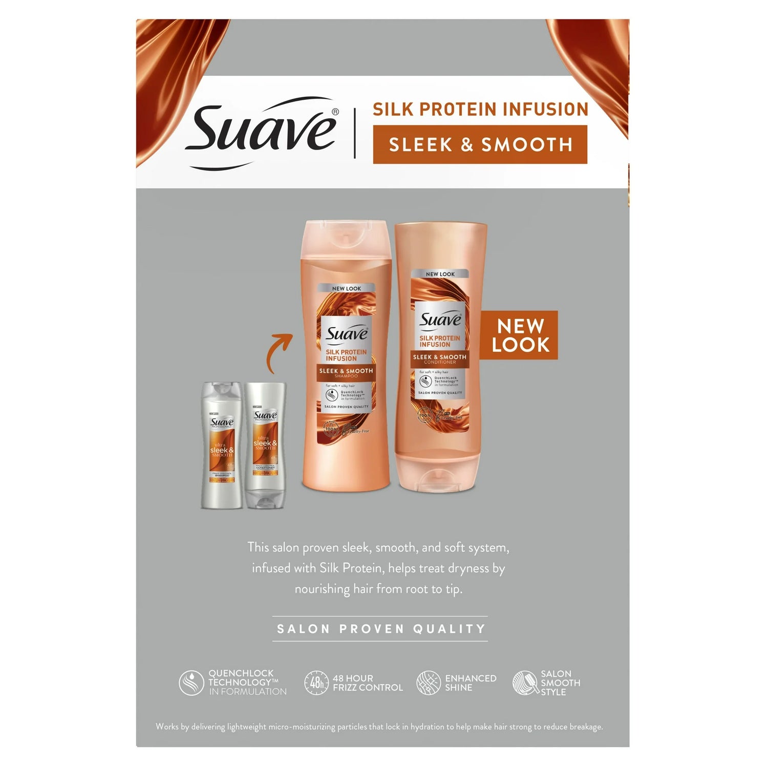 Suave Professionals Silk Protein Infusion Shampoo &amp; Conditioner Set, Sleek &amp; Smooth, 18 fl oz, 2 Pck