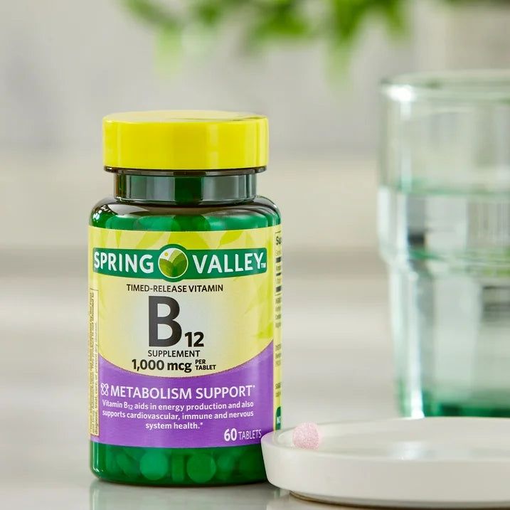 Spring Valley Timed-Release Vitamin B12 Tablets, 1,000 Mcg, 60 Count