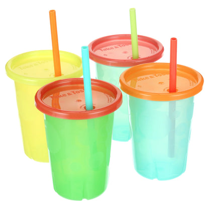 Take &amp; Toss Straw Cups, 10 Oz Toddler Sippy Cups – 4 Pack