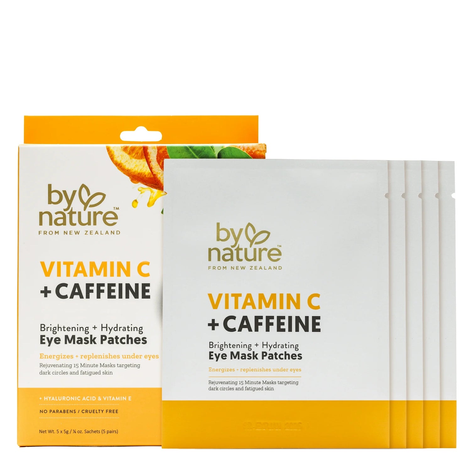 By Nature From New Zealand Vitamin C &amp; Caffeine Eye Mask Patches Brighten &amp; Hydrate Dry &amp; Dull Skin