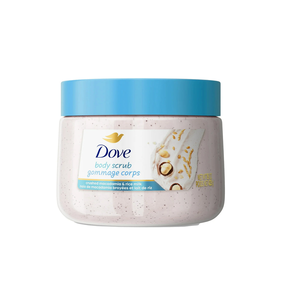 Dove Exfoliating Body Scrub for Women Macadamia Rice Milk, 15 oz