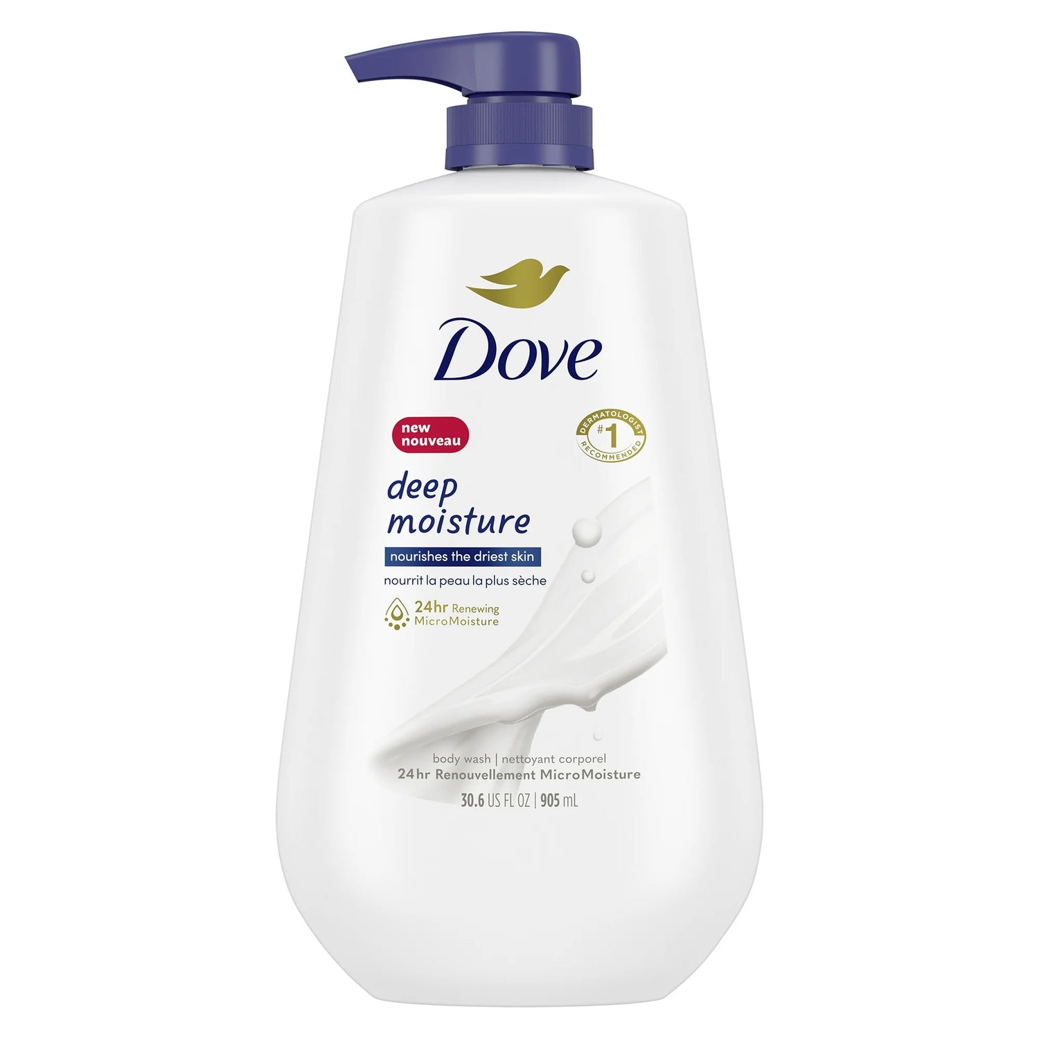 Dove Deep Moisture Nourishing Long Lasting Body Wash, 30.6 fl oz