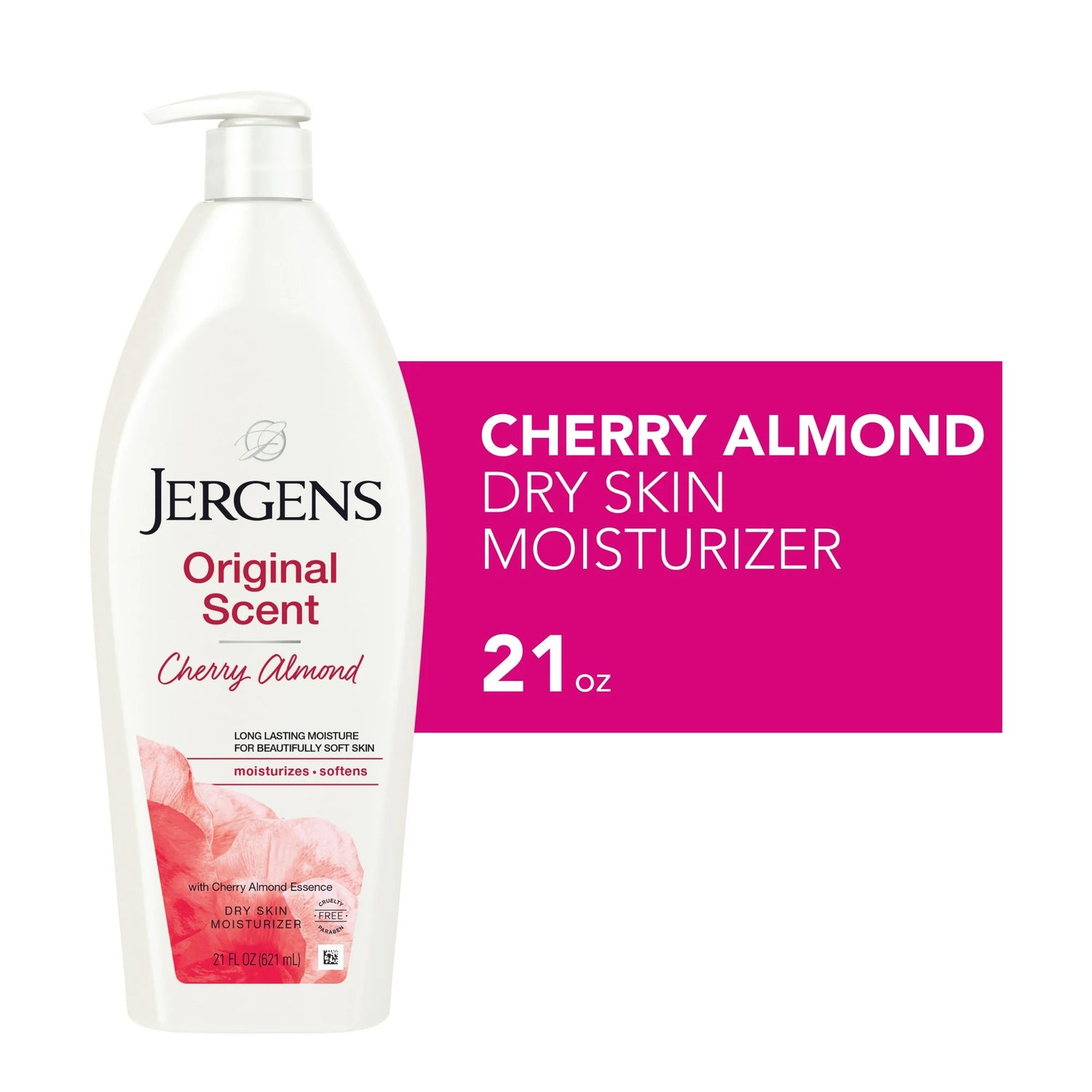 Jergens Original Scent with Cherry Almond Body Lotion Moisturizer for Dry Skin, 21 oz