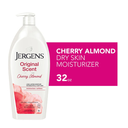 Jergens Original Scent with Cherry Almond Body Lotion Moisturizer for Dry Skin, 32 oz