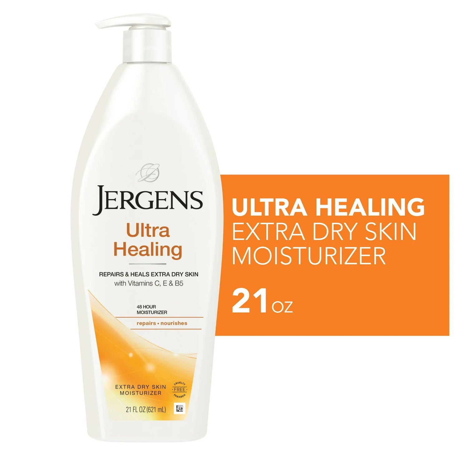 Jergens Ultra Healing Hand and Body Lotion, Dry Skin Moisturizer, Vitamins C, E, B5, 21 oz