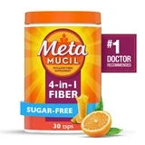 Metamucil Fiber Supplement, Sugar-Free Fiber Powder for Daily Digestive Health, Orange, 30 Servings