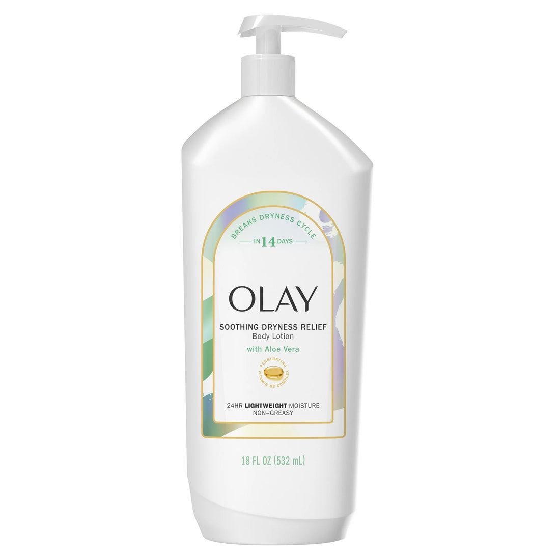 Olay Soothing Dryness Relief Hydrating Body Lotion with Aloe Vera, 18 fl oz