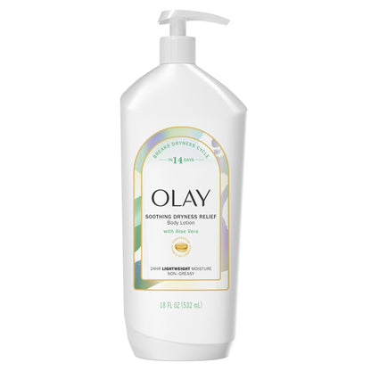 Olay Soothing Dryness Relief Hydrating Body Lotion with Aloe Vera, 18 fl oz