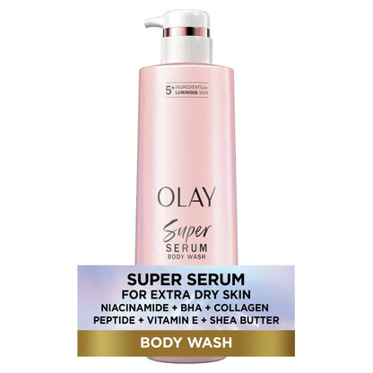 Olay Super Serum Body Wash for Extra Dry Skin, 18.5 fl oz, Serum Complex for Luminous Skin