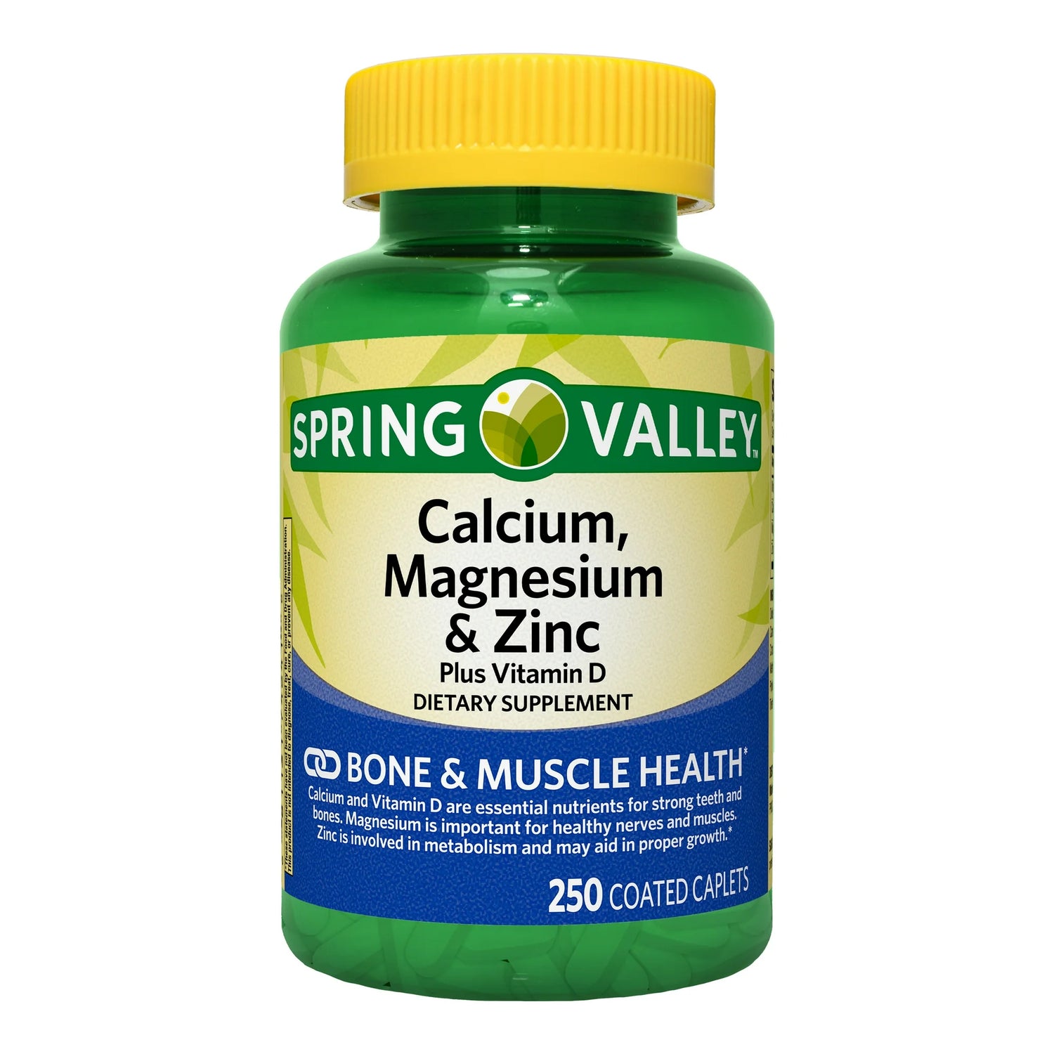 Spring Valley Calcium, Magnesium &amp; Zinc Plus Vitamin D3 Coated Caplets, 250 Count