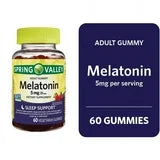 Spring Valley Melatonin Pectin Dietary Supplement Gummies, Strawberry, 5 mg, 60 Count