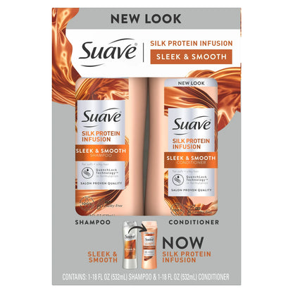 Suave Professionals Silk Protein Infusion Shampoo &amp; Conditioner Set, Sleek &amp; Smooth, 18 fl oz, 2 Pck