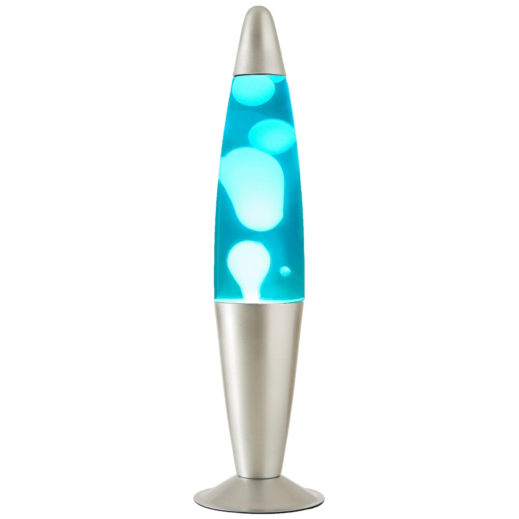 Urban Shop 16&quot; Blue Lava Motion Volcano Lamp, White Wax in Blue Liquid, Silver Metal Base