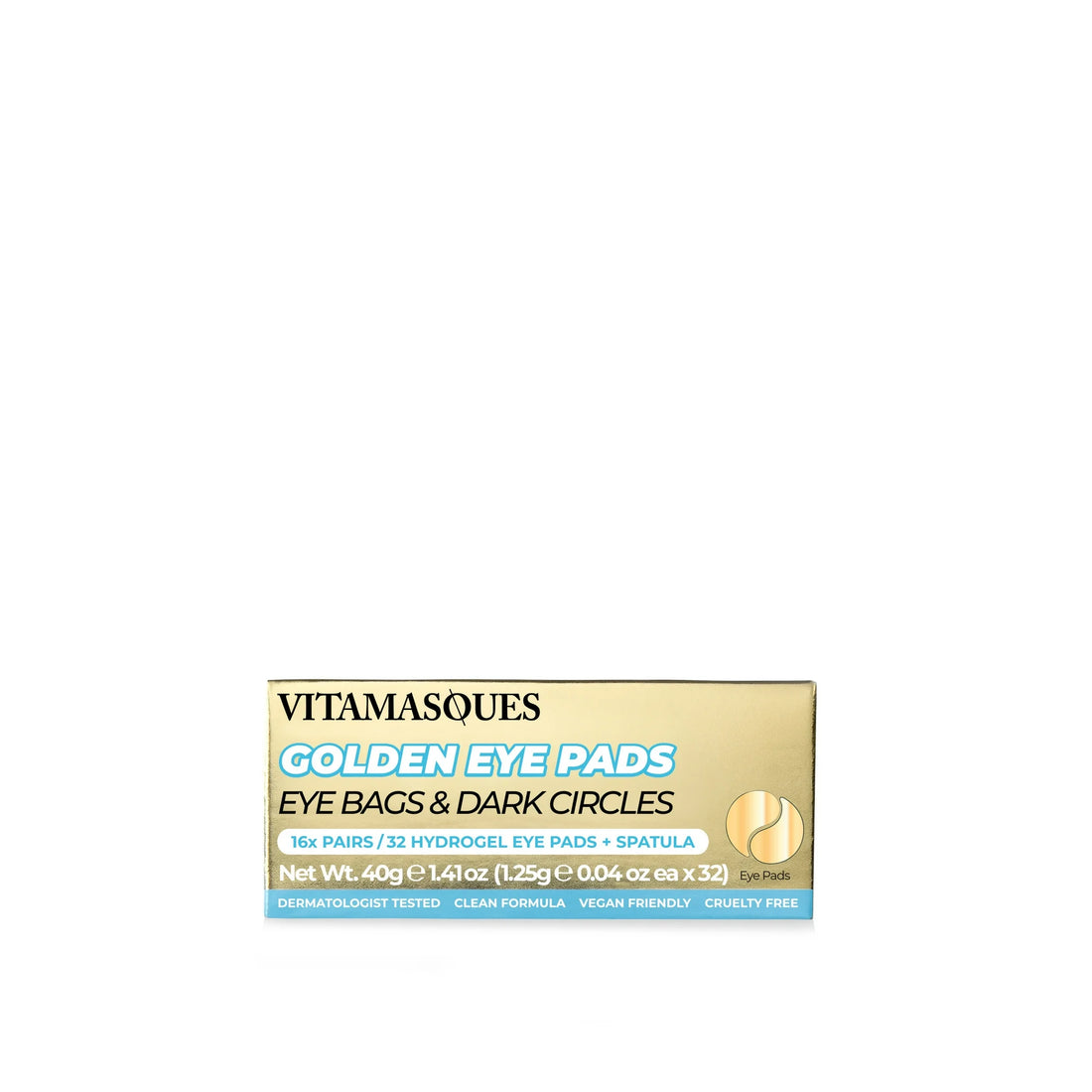 Vitamasques Golden Hydrogel Eye Pads, for Puffy Eyes &amp; Dark Circles, 16 Pairs