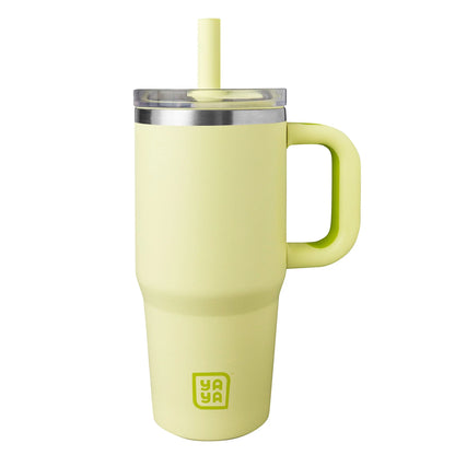 YAYA My First Travel Tumbler for Toddlers 3+ with Reusable Straw and Spill-Safe Lid, 12oz, Yellow