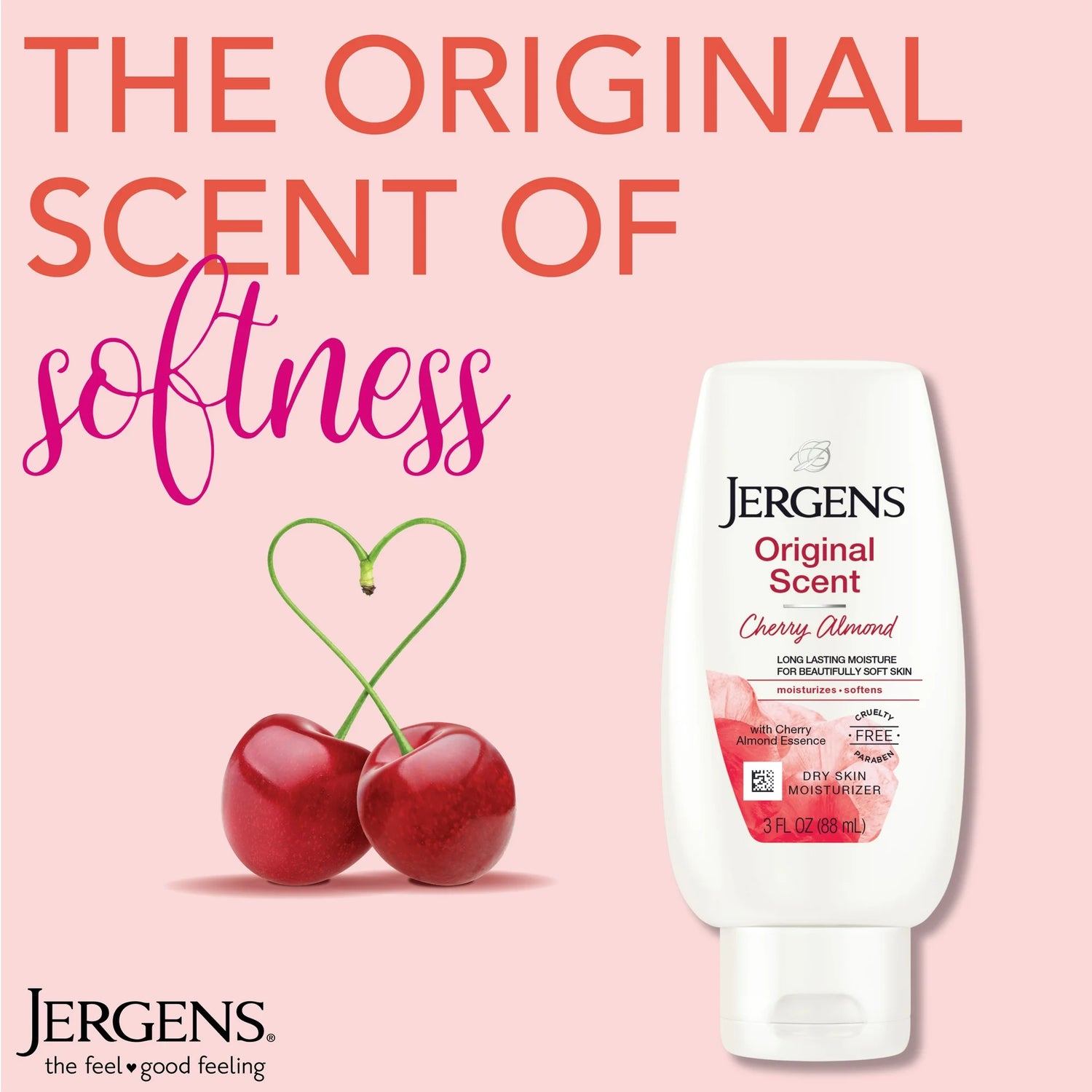 Jergens Original Scent with Cherry Almond Body Lotion Moisturizer for Dry Skin, 3 oz