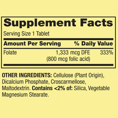 Spring Valley Folate Dietary Supplement, 1,333 mcg DFE, 400 Count