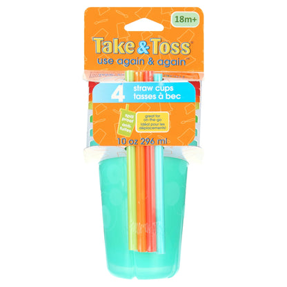 Take &amp; Toss Straw Cups, 10 Oz Toddler Sippy Cups – 4 Pack