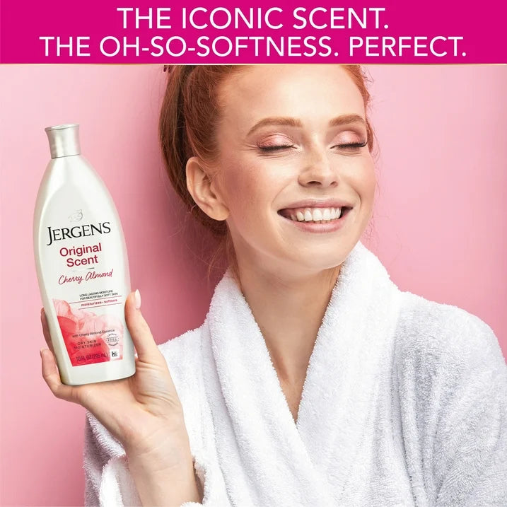 Jergens Original Scent with Cherry Almond Body Lotion Moisturizer for Dry Skin, 10 oz