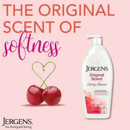 Jergens Original Scent with Cherry Almond Body Lotion Moisturizer for Dry Skin, 32 oz