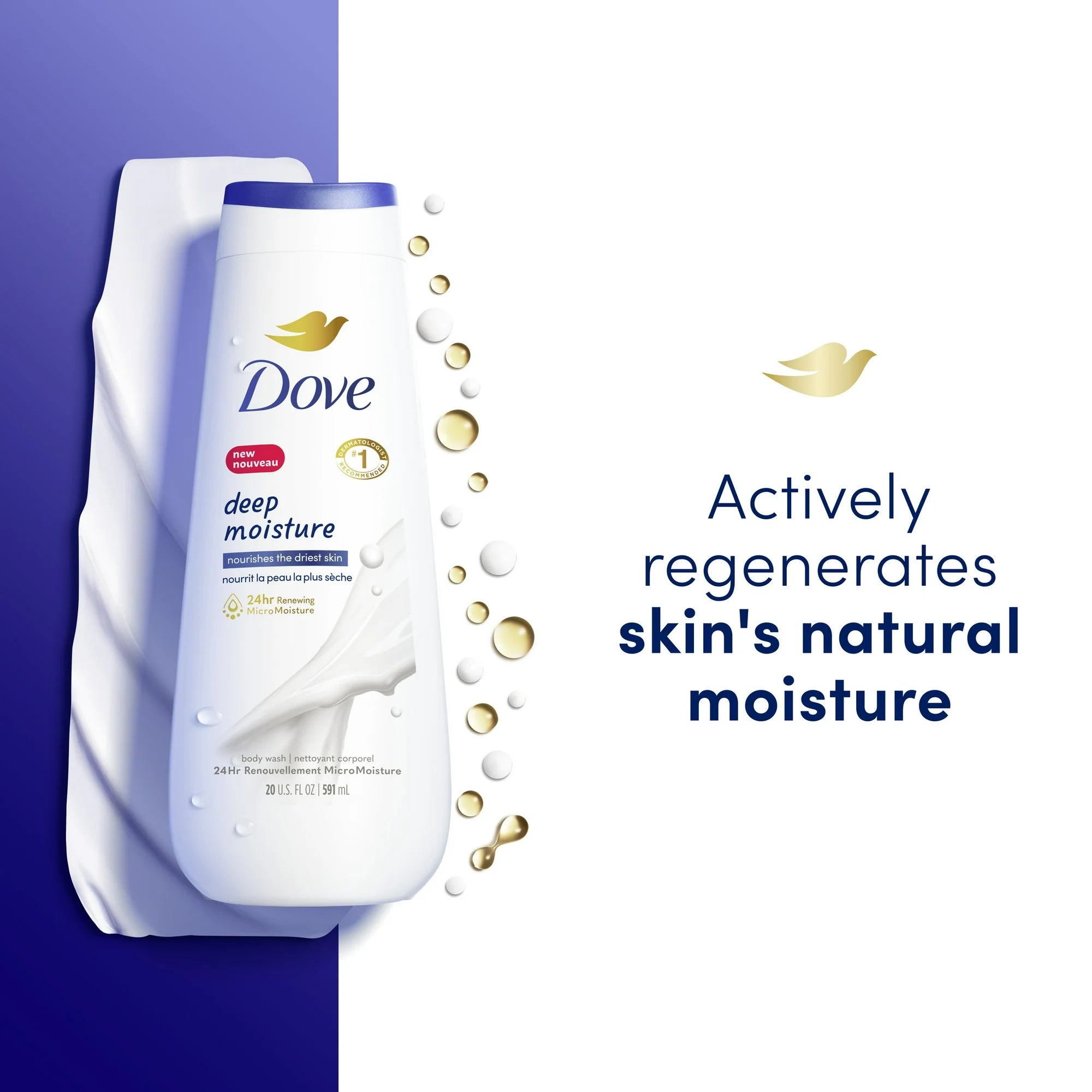 Dove Deep Moisture Nourishing Long Lasting Body Wash, 11 fl oz